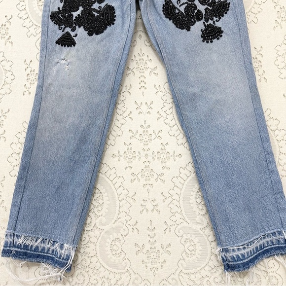 Le Superbe Embellished Frayed Straight Leg Jeans - Picture 7 of 14